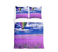 Morbuy Set di Biancheria da Letto di 3D Lavanda Stampa, Set Copripiumino con Federe 80x80cm per Matrimoniale Singolo King in Microfibra (Mongolfiera,220x240cm)