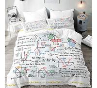 Morbuy Set di Biancheria da Letto di Formula Stampa, Set Copripiumino Matrimoniale Singolo King in Microfibra con Federa e Copripiumini a Cerniera (Formula di Funzione,180x220cm)