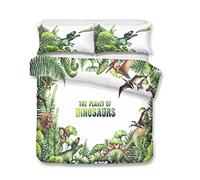 Morbuy-shop Copripiumino Singolo 180x220 Blu Dinosauri Stampa Set Copripiumino Singolo 100% Microfibra Morbido 3d Animali Copripiumino Singolo Bambino con 2 Federe 50x75cm
