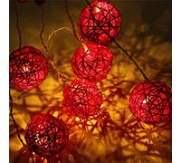 Morbuy Stringa Luci LED, 2m Luce Decorativa 20 LED Luci Batteria Catena Luminosa Sfera Palla Luci della Stringa Luce Ghirlanda Catene Luminose Ideale per Addobbi Festa Natale Matrimonio (Rosso)