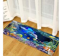Morbuy Tappetino per Porta Ingresso, Zerbino Stampa Mare 3D, Antiscivolo, Lavabile, Morbido, per Interni Ed Esterni, per Bagno, Cucina, WC, Balcone (Il Mondo Sottomarino,50x80cm)