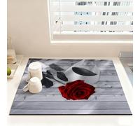Morbuy Tappetino Scolapiatti Assorbente, Tappeto Scolapiatti Cucina Assorbente Motivo Fiore di Rosa 3D Tappetino Drenante per Cucina Asciugatura Rapida Antiscivolo (Fiore di rosa rossa,30x40cm)