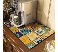 Morbuy Tappetino Scolapiatti Silicone, Assorbente Tappetini Lavello per Cucina Bancone, Pattern di Piastrelle Scolapiatti da Lavello Asciugatura Rapida (30x40cm,Giallo blu)
