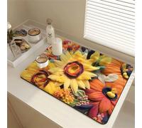 Morbuy Tappetino Scolapiatti Silicone, Assorbente Tappetini Lavello per Cucina Bancone, Sgocciolatoio per Lavello, Scolapiatti da Lavello Asciugatura Rapida (crisantemo,30x40cm)