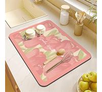 Morbuy Tappetino Scolapiatti, Tappetino per Macchina da caffè, per Asciugare i Piatti, Motivo Floreale Nordico, Assorbente Antiscivolo Tappetini Lavello per Cucina Bancone (40x60cm,Tulipano)