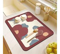 Morbuy Tappetino Scolapiatti, Tappetino per Macchina da caffè, per Asciugare i Piatti, Motivo Floreale Nordico, Assorbente Antiscivolo Tappetini Lavello per Cucina Bancone (40x60cm,Floreale Rosso)