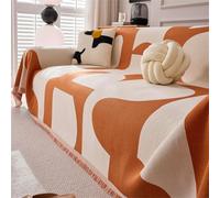 Morbuy Telo Copridivano Grande 2 3 4 5 Posti, Coperta Divano Invernale con Frange Decorative Multiuso Morbida Copri Divano Protezione per Mobili e Divano (180 * 230cm,Moda-Arancione)