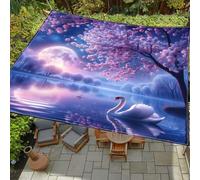 Morbuy Toldos Exterior Terraza, Toldo Vela Rectangular con Cuerda, Impresión de 3D Lona Sombra Impermeable Toldo Camping Malla de Sombreo para Jardín, Patio (Cisne flor,200x240cm)