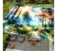 Morbuy Toldos Exterior Terraza, Toldo Vela Rectangular con Cuerda, Impresión de 3D Lona Sombra Impermeable Toldo Camping Malla de Sombreo para Jardín, Patio (Selva pintada,180x180cm)