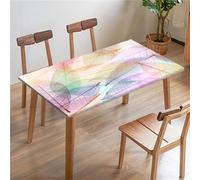 Morbuy Tovaglia con Bordo Elastico Rettangolare, Stampa Foglie 3D Tovaglie Elastica Impermeabile Antimacchia Copritavolo Quadrato da Esterno Resistente al Vento (Foglie Rosa,170x95cm)