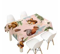 Morbuy Tovaglia Idrorepellente Rettangolare, 3D Scoiattolo Stampa Eleganti Tovaglie Impermeabile Antimacchia Copritavolo per Cucina Giardino Compleanno (Foglie di Pino,100x140cm)