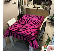 Morbuy Tovaglia Idrorepellente Rettangolare, Quadrata Tovaglie da Tavola Antimacchia Resistente All'olio Tovaglia 3D Stampa Copritavolo per Cucina Giardino (Rosa Zebra Modello,140x140cm)