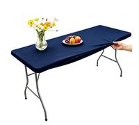 Morbuy Tovaglia Rettangolare con Bordo Elastico, Copritavolo Rettangolare con Elastico Tovaglie Esterno Antimacchia per Giardino, Picnic e Feste (243x76cm,Blu marino)