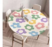 Morbuy Tovaglia Rotonda Antimacchia con Bordo Elastico, Motivo Fiore 3D Tovaglia per Tavolo Rotondo Copritavolo Impermeabile Copri Tavolo per Feste Cucina Giardino (Colorato,Diametro 100cm)
