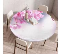 Morbuy Tovaglia Rotonda Antimacchia con Bordo Elastico, Motivo Fiore 3D Tovaglia per Tavolo Rotondo Copritavolo Impermeabile Copri Tavolo per Feste Cucina Giardino (Fiore di prugna,Diametro 60cm)