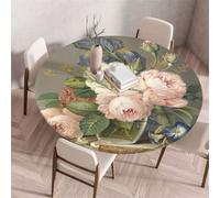 Morbuy Tovaglia Rotonda Antimacchia con Bordo Elastico, Motivo Fiore 3D Tovaglia per Tavolo Rotondo Copritavolo Impermeabile Copri Tavolo per Feste Cucina Giardino (Stile vintage,Diametro 100cm)