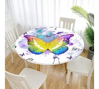Morbuy Tovaglia Rotonda Antimacchia, Farfalla Stampa Copritavolo Elastico Rotondo, Impermeabile Lavabile Tovaglie da Tavola in Poliestere per Cucina Giardino Feste (graffiti,Diametro 90cm)