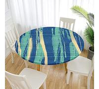 Morbuy Tovaglia Rotonda Antimacchia, Graffiti Copritavolo Elastico Rotondo, Impermeabile Lavabile Tovaglie da Tavola in Poliestere per Cucina Giardino Feste (blu verde,Diametro 120cm)