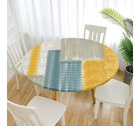 Morbuy Tovaglia Rotonda Antimacchia, Graffiti Copritavolo Elastico Rotondo, Impermeabile Lavabile Tovaglie da Tavola in Poliestere per Cucina Giardino Feste (arancia,Diametro 120cm)