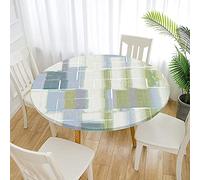 Morbuy Tovaglia Rotonda Antimacchia, Graffiti Copritavolo Elastico Rotondo, Impermeabile Lavabile Tovaglie da Tavola in Poliestere per Cucina Giardino Feste (Grigio verde,Diametro 70cm)