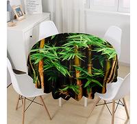Morbuy Tovaglia Rotondo Antimacchia, 3D bambù Tovaglie da Tavola in Poliestere Impermeabile Lavabile per Cucina Giardino Feste Decorazione (bambù Tropicale,Diametro 200cm)