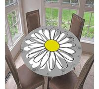 Morbuy Tovaglia Rotondo Antimacchia con Bordo Elastico, 3D Margherita Stampa Tovaglie da Tavola in Poliestere Impermeabile Lavabile per Cucina Giardino Decorazione (Grigio,Diametro 120cm)