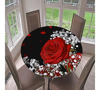 Morbuy Tovaglia Rotondo Antimacchia con Bordo Elastico, Rosa Stampa Tovaglie da Tavola in Poliestere Impermeabile Lavabile per Cucina Giardino Decorazione (gipsofila,Diametro 150cm)