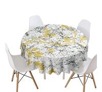 Morbuy Tovaglia Rotondo Antimacchia, Idrorepellente Resistente all'olio Copritavolo 3D Floreale retrò Modello Tovaglie da Tavola, per Cucina Soggiorno l'orto Feste (Giallo,Diametro 120cm)
