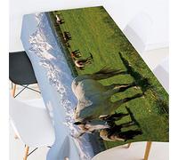 Morbuy Tovaglie Antimacchia Rettangolare, 3D Animale Stampa Tovaglia Idrorepellente Resistente All'olio Copritavolo per Decorative Cucina Giardino Compleanno (Prairie Horse,150x300cm)