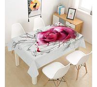 Morbuy Tovaglie Antimacchia Rettangolare, 3D Rosa Fiori Floreale Stampa Tovaglia Idrorepellente Resistente All'olio Copritavolo per Decorative Cucina Giardino Compleanno (Rose Red,140x180cm)