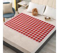 Morbuy Traverse Letto Lavabili per Anziani e Bambino, Traverse di Impermeabili per Letto Lavabili e Cambiare Traversa Morbide Traspirante Assorbente per Divano (80 * 120cm,SC Rosso a quadri)