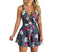 Morbuy Tutine da Donna Estivo, Sexy Jumpsuit Elegante Pagliaccetti Senza Maniche Scollo V Monopezzi Elasticizzato Stampa Floreale Tute Corta Tuta Intera (Gray Blossom,M)