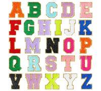 Morcheiong 26 pezzi di toppe autoadesive in ciniglia con lettere A-Z, lettere in ciniglia per abbigliamento, tessuto, scarpe, borse (multicolore)