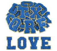 Morcheiong 26 toppe autoadesive in ciniglia, lettere dalla A alla Z, lettere in ciniglia, per abbigliamento, tessuto, scarpe, borse fai da te (blu scuro)