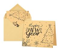 Morcheiong 36 biglietti di auguri con scritta "Happy New Year", con buste e adesivi, in carta kraft, vuoti all'interno, stile retrò