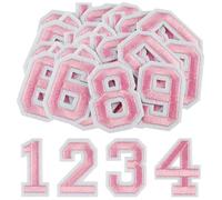 Morcheiong 40 toppe termoadesive con numeri da 0 a 9, 5,1 cm, termoadesive con numeri ricamati, per vestiti, pantaloni, cappelli, borse, colore: rosa
