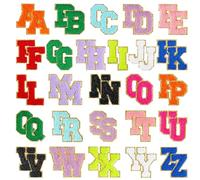 Morcheiong 52 toppe autoadesive in ciniglia, lettere dalla A alla Z, lettere in ciniglia, per abbigliamento, tessuto, scarpe, borse fai da te (multicolore)