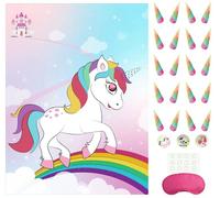 Morcheiong Pin The Tail/Horn on The Unicorn Party Game con 48 corni per bambini festa di compleanno unicorno bomboniere pigiama party forniture ragazze arcobaleno decorazioni per feste