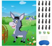 Morcheiong Pin The Tail on The Donkey Party Game con 48 Code per Bambini Articoli per Feste di Compleanno Asino Bomboniere Decorazioni per Feste in Fattoria