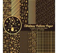 Morcheiong Set di 55 fogli di carta decorativa per la creazione di biglietti, scrapbook, album fotografici, decorazioni, 10 disegni (nero, 8,27 x 11,22 pollici)