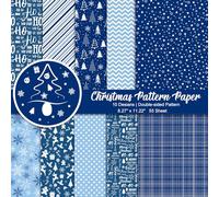 Morcheiong Set di 55 fogli di carta decorativa per la creazione di biglietti, scrapbook, album fotografici, decorazioni, 10 disegni (blu, 8,27 x 11,22 pollici)