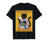 More Espresso Less Depresso Gatto Maglietta
