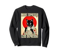 More Espresso Less Depresso Kimono Gatto Arte Giapponese Felpa