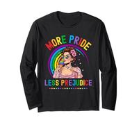 More Pride Less Prejudice Rainbow Vintage LGBTQ Ally Tee Maglia a Manica