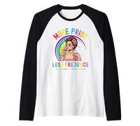 More Pride Less Prejudice Rainbow Vintage LGBTQ Ally Tee Maglia con Maniche Raglan