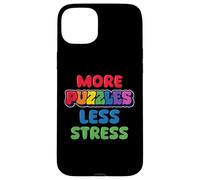 More Puzzle Less Stress Jigsaw Lover Maglietta grafica colorata Custodia per iPhone 15 Plus