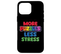 More Puzzle Less Stress Jigsaw Lover Maglietta grafica colorata Custodia per iPhone 16 Pro Max