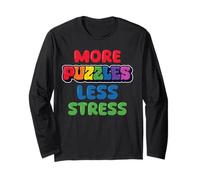 More Puzzle Less Stress Jigsaw Lover Maglietta Grafica Colorata Maglia a Manica