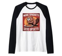 More Spaghetti Less Upsetti Beaver Design per Gli Amanti del Cibo Maglia con Maniche Raglan