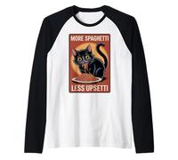 More Spaghetti Less Upsetti Cat Design per Gli Amanti del Cibo Maglia con Maniche Raglan